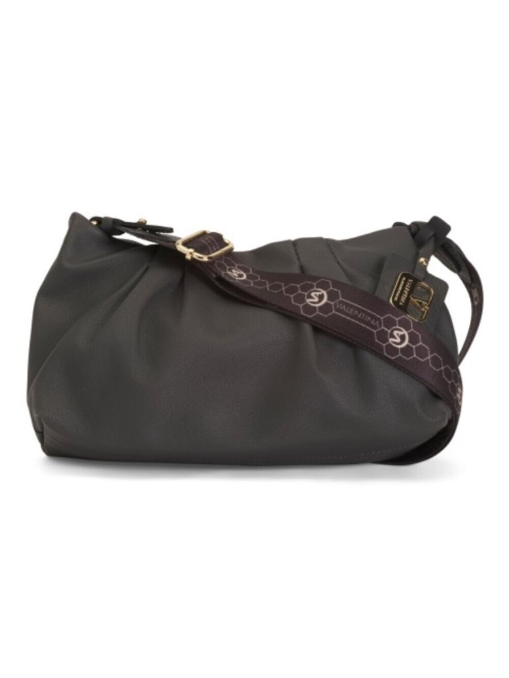 VALENTINA Made In Italy Leather Pleated Shoulder Bag